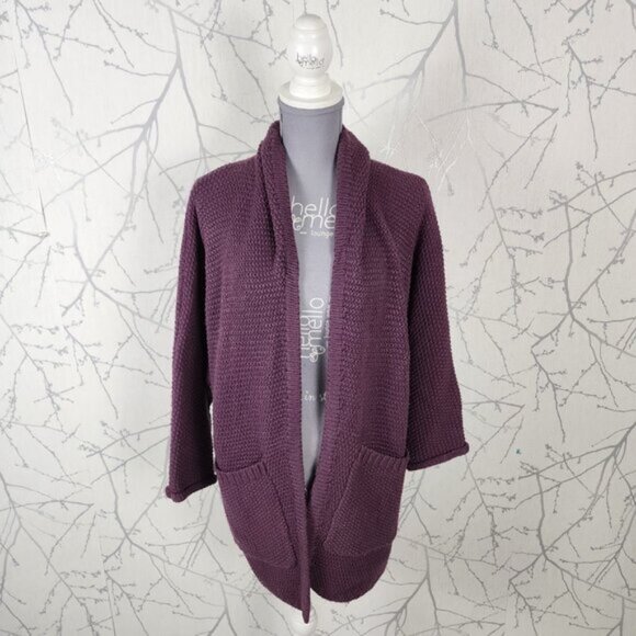 The Skinny Plum Chunky Knit Open Front Erinn Boyfriend Cardigan - Picture 1 of 8
